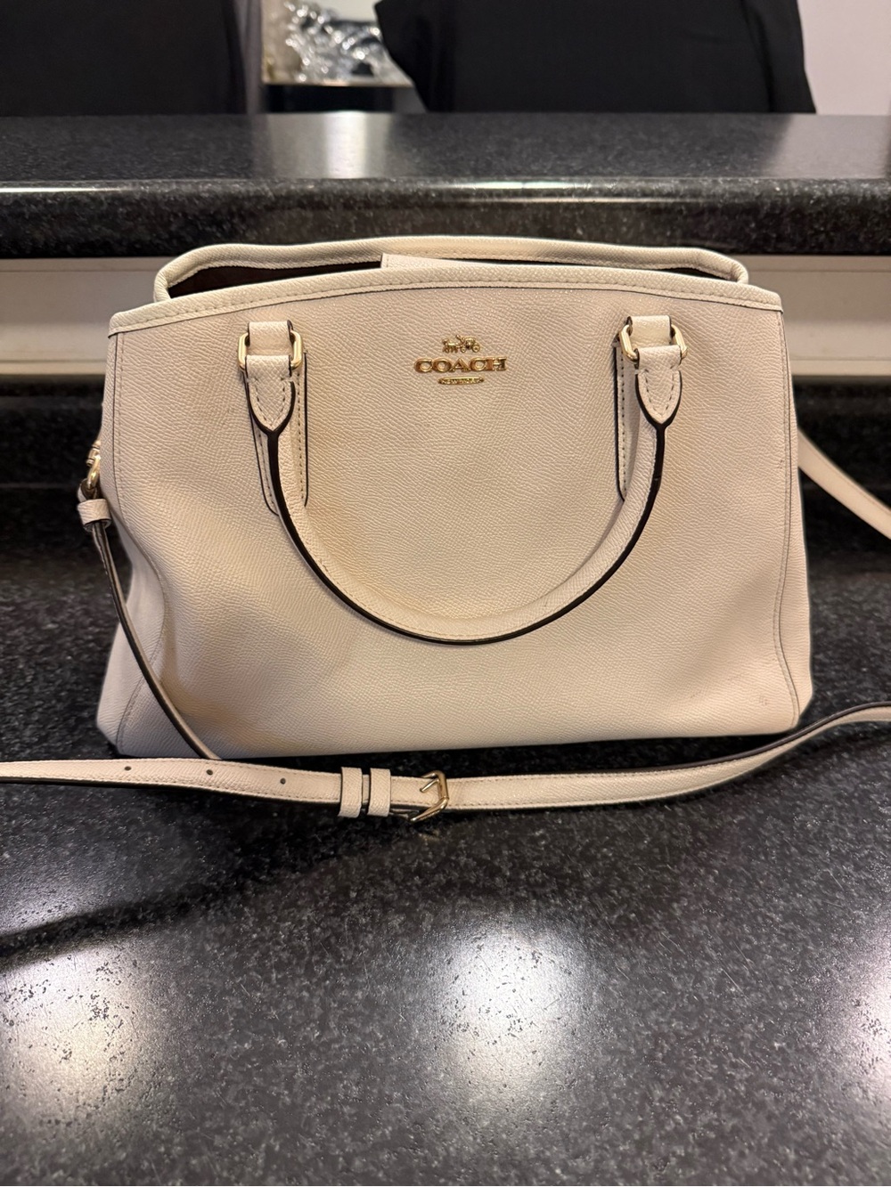 Coach Chalk Pebbled Leather Satchel with Gold Hardware